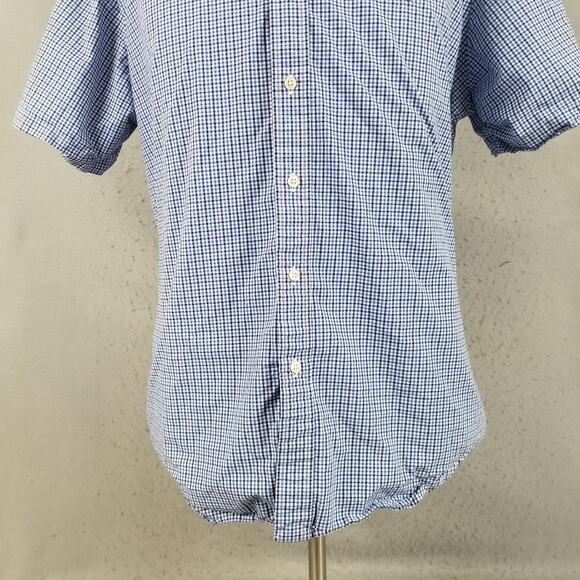 Ralph Lauren Shirt Mens XL Blue White Gingham Check Button Down Short Sleeve - Picture 3 of 14